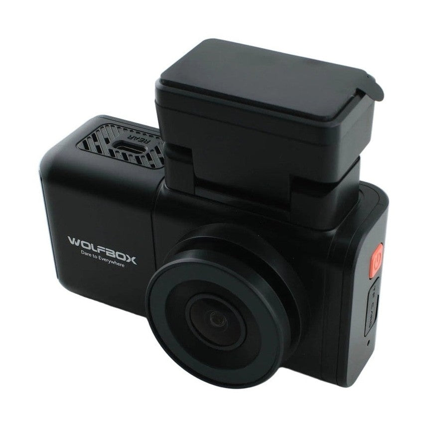 WOLFBOX X3 front dash cam with hinged mounting bracket