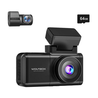 WOLFBOX X3 dash cam bundle with rear camera and memory card