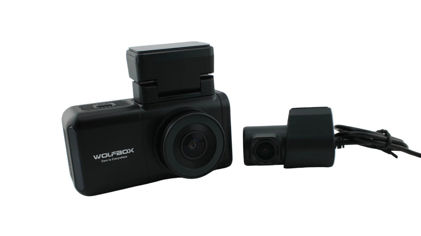 WOLFBOX X3 2-CH Front+Rear Dash Cam - 2.5K 60 fps STARVIS 2 64GB Inc.