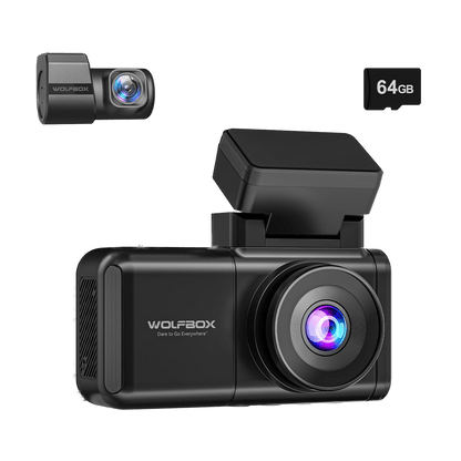 WOLFBOX X3 dash cam bundle with rear camera and memory card