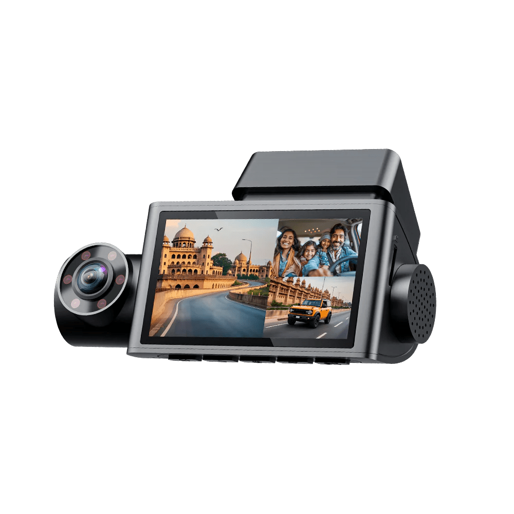 WOLFBOX i07 3-CH Mirror Dash Cam – 2.5K Front + 1080p Rear & Cabin, 12" Split-Screen