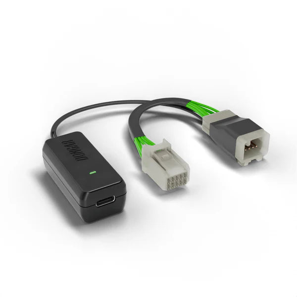 Car adapter with multiple connectors on a white background