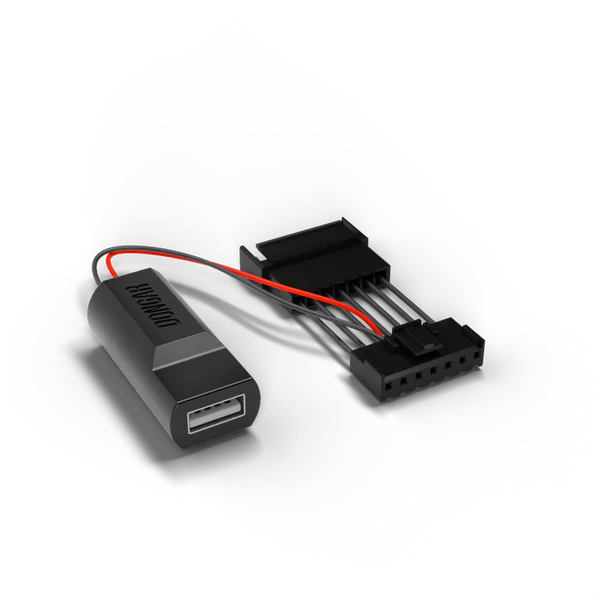 USB adapter with wiring on a white background