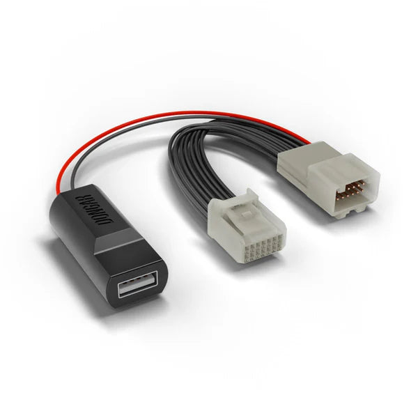 Car USB adapter with wiring on a white background