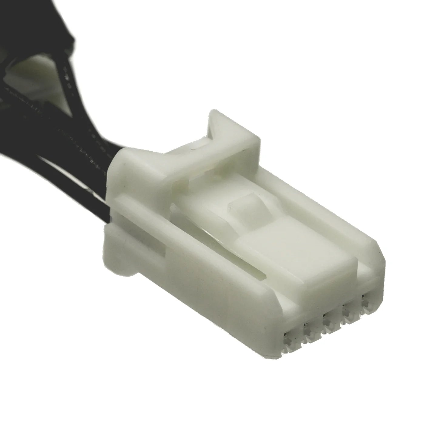 Car wiring connector with black cable on a white background