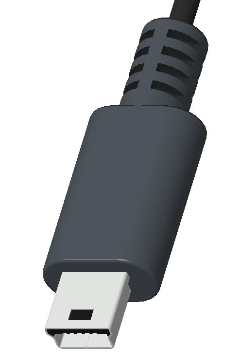 Gray USB connector on a white background