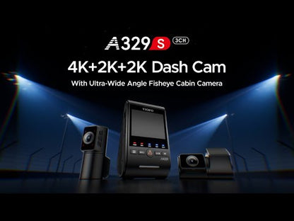 VIOFO A329S 3-CH Front + Rear + Cabin Dash Cam - 4K 60 fps Wi-Fi 6 with Sony STARVIS 2