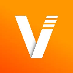 White 'V' logo on an orange background