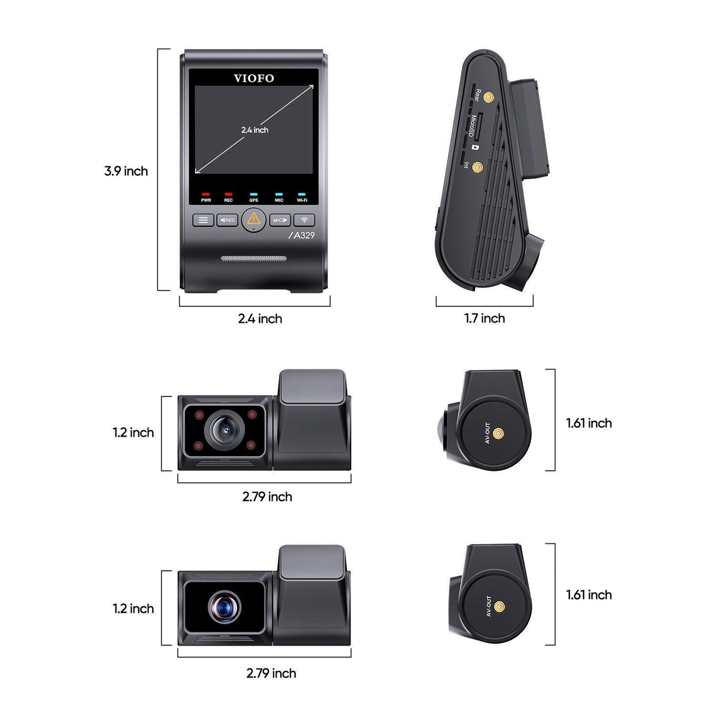 VIOFO A329TC 3-channel rideshare dash cam system