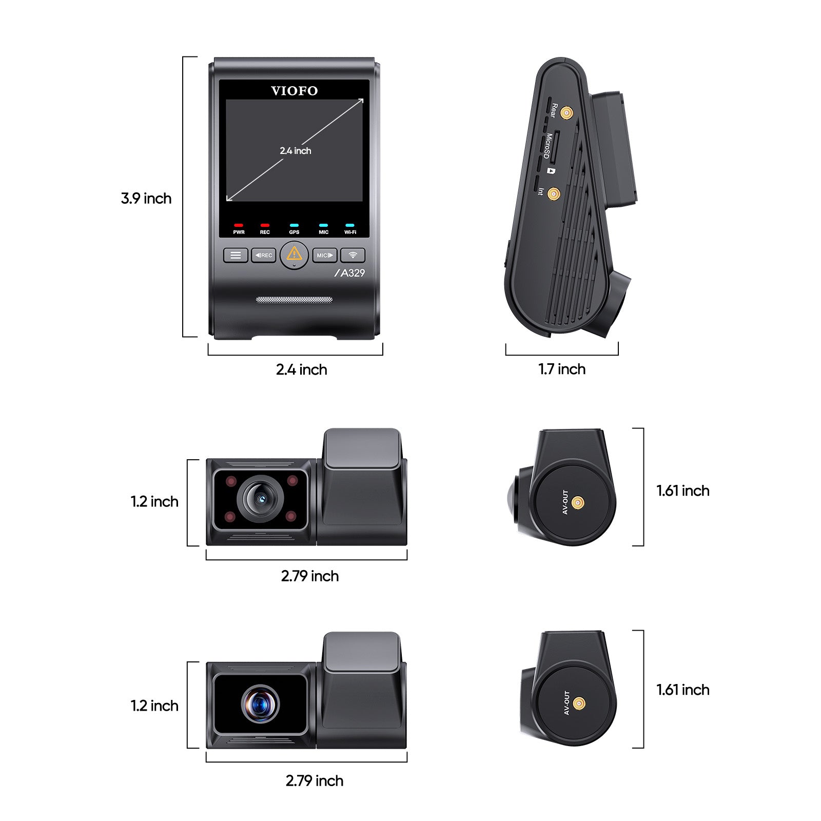 VIOFO A329TC 3-channel rideshare dash cam system